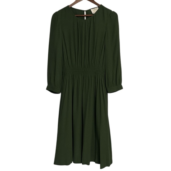 kate spade Dresses & Skirts - SALE Kate Spade Elegant Olive Green Long Sleeve Pleated Midi Dress, size 8